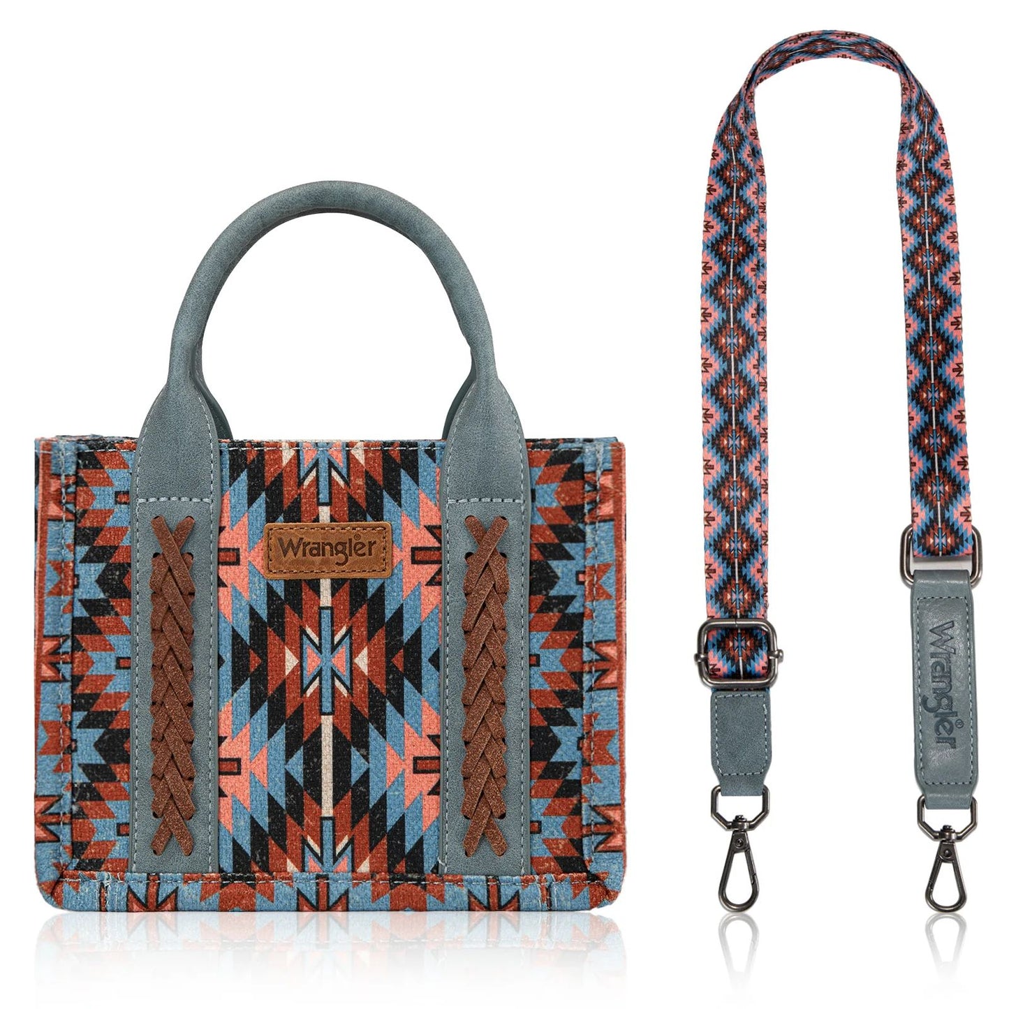 Wrangler MINI Southwestern Pattern Dual Sided Print Tote or Crossbody