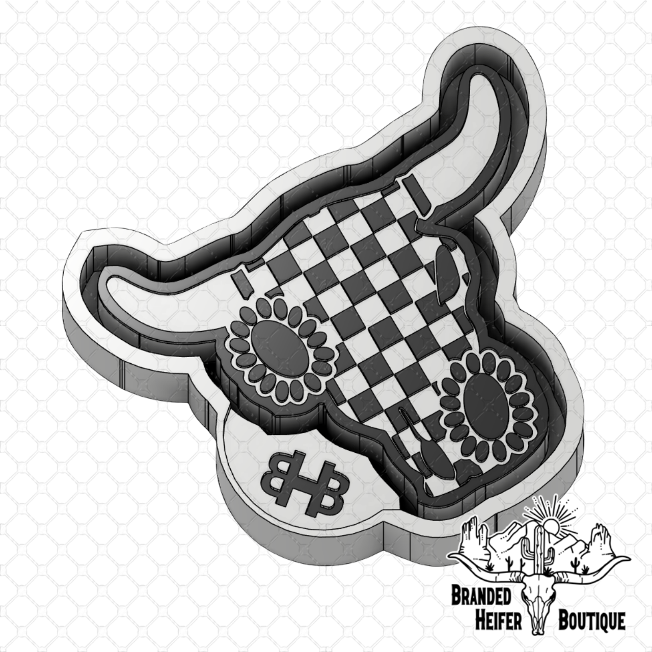 Checkered Concho Bull Freshie Mold