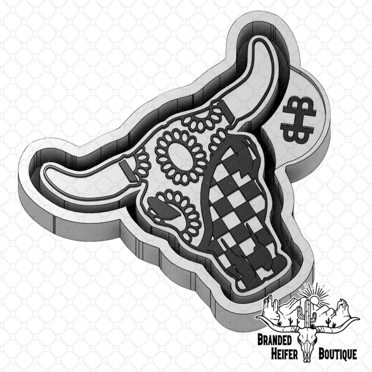 Concho Checkered Bull Freshie Mold