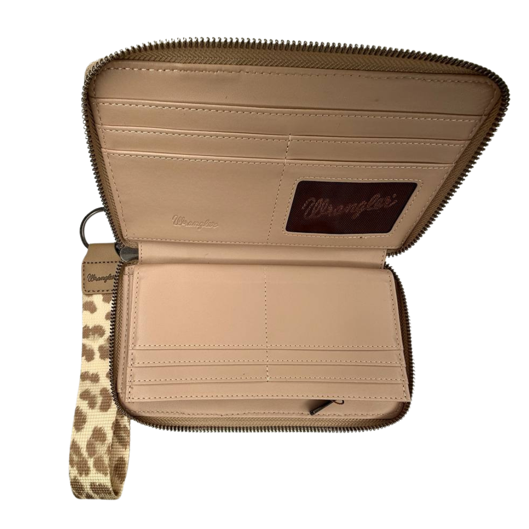 Wrangler Leopard Print Whipstitch Wallet