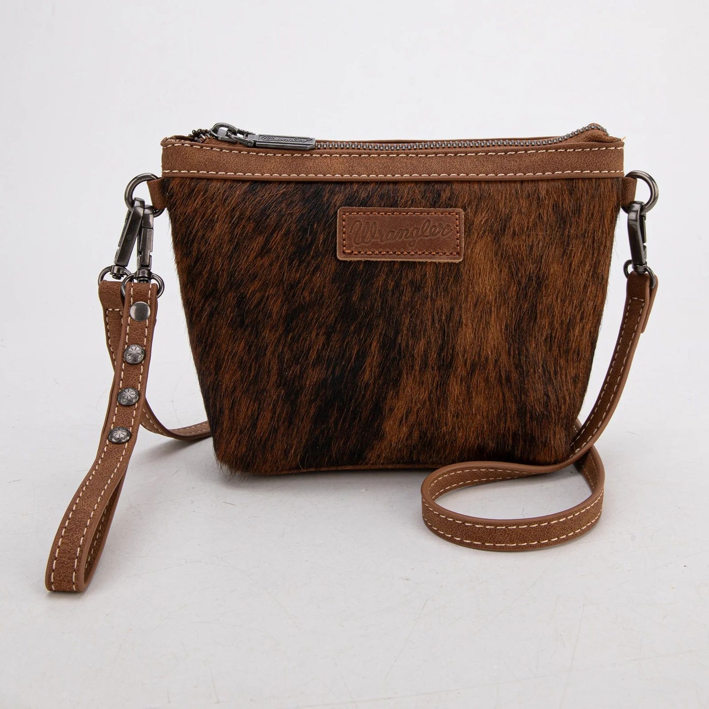 Wrangler Genuine Floral Tooled Hair-On Cowhide Crossbody