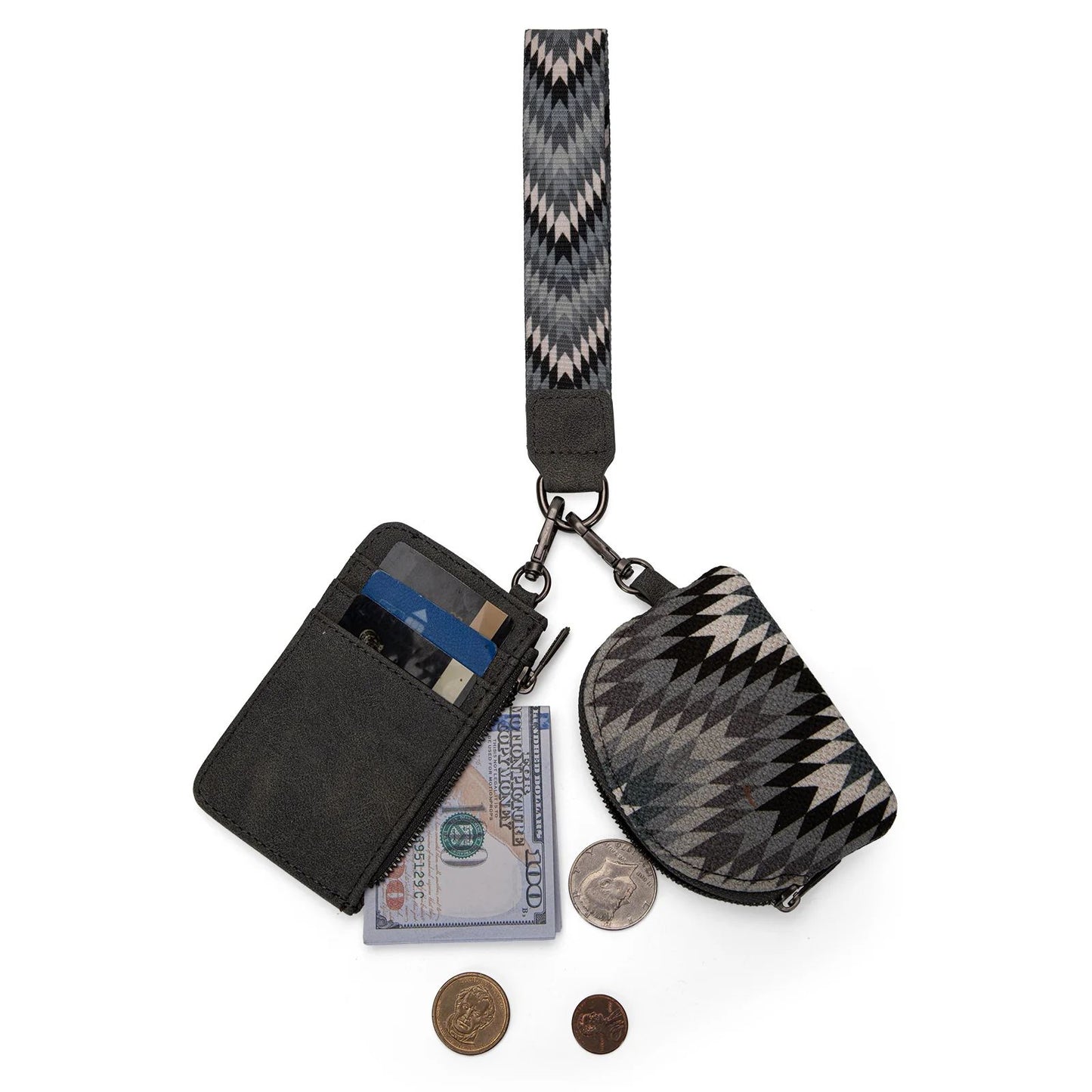 Wrangler Southwestern Art Print Dual Pouch Wristlet 2211
