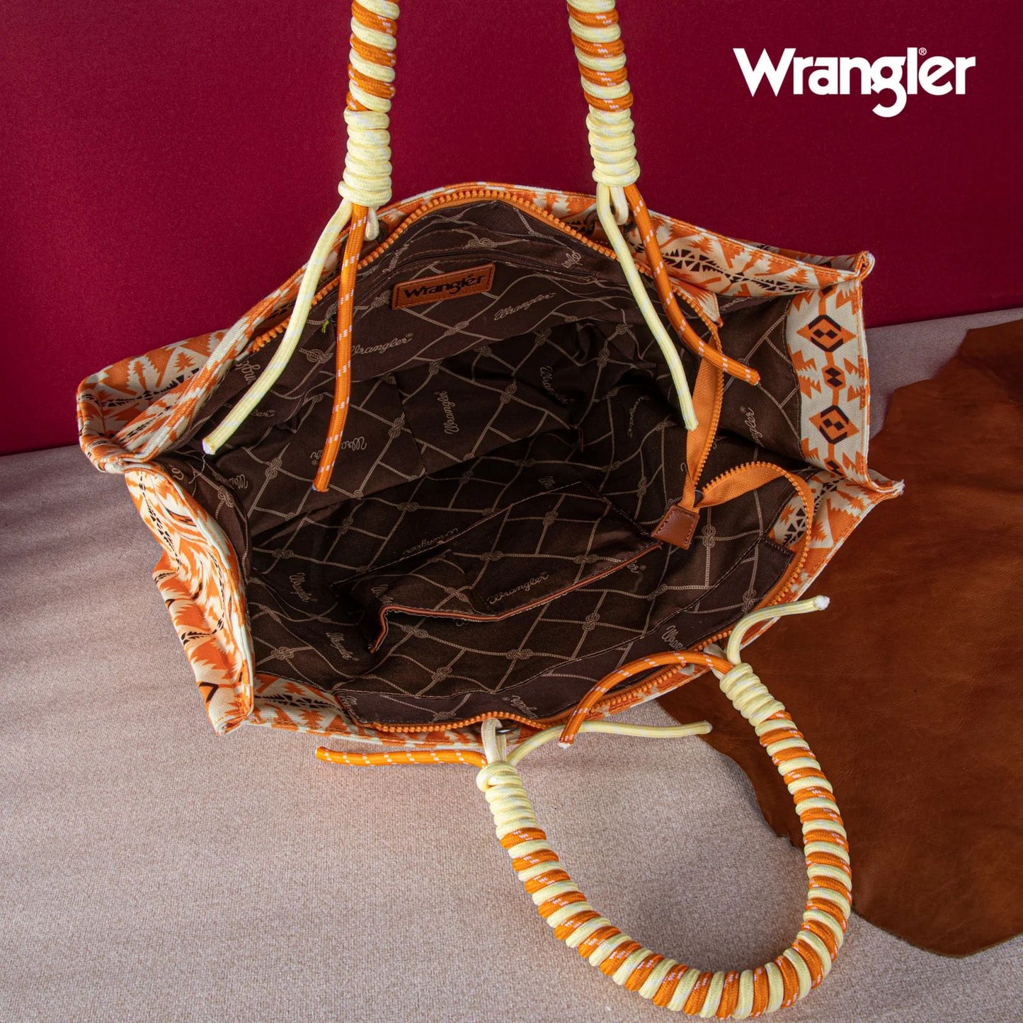 Wrangler Southwestern Print Dual Sided Print Canvas Wide Tote Yellow