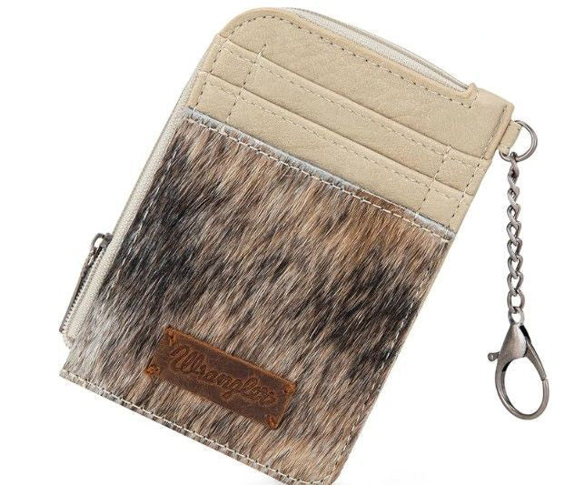 Wrangler Hair-On Cowhide Mini Zip Card Holder