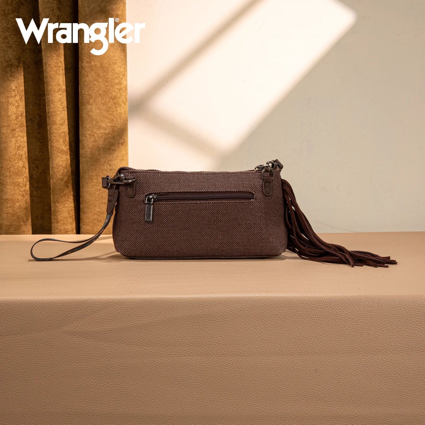 Wrangler Embroidered Aztec Canvas Wristlet Crossbody