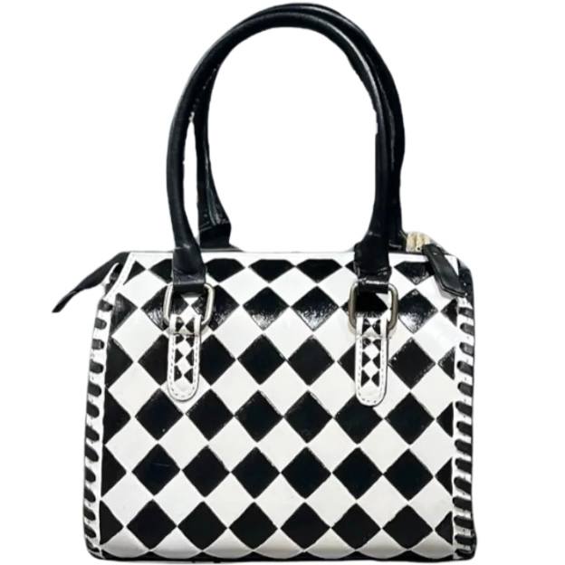 Checkered Tooled Leather Speedy Crossbody Bag