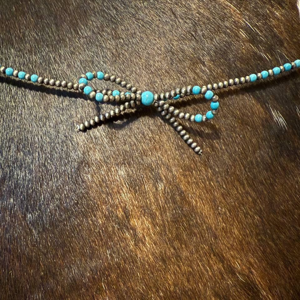 Necklace - Beaded Bow Choker Necklace