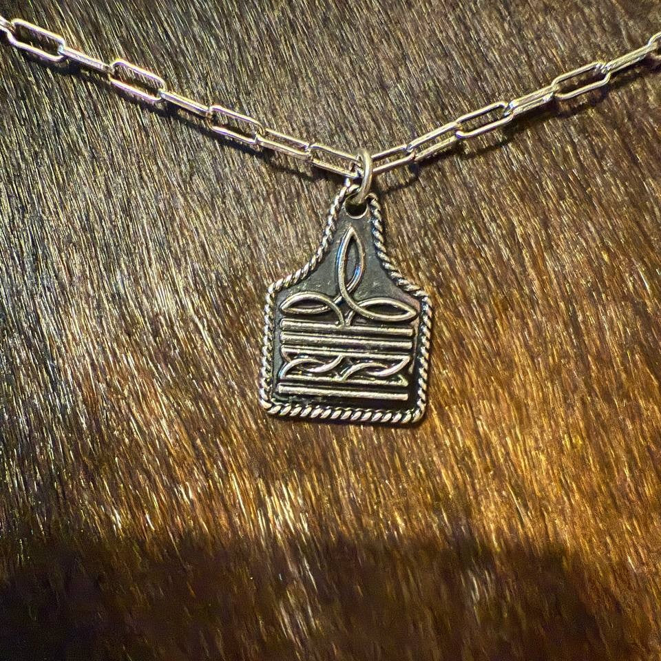 Necklace - Cow Tag Style Pendant