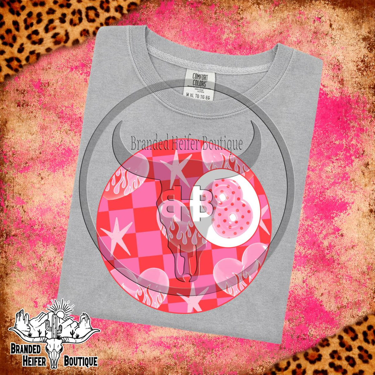 Pink Checkered Flame 8-Ball T-Shirt