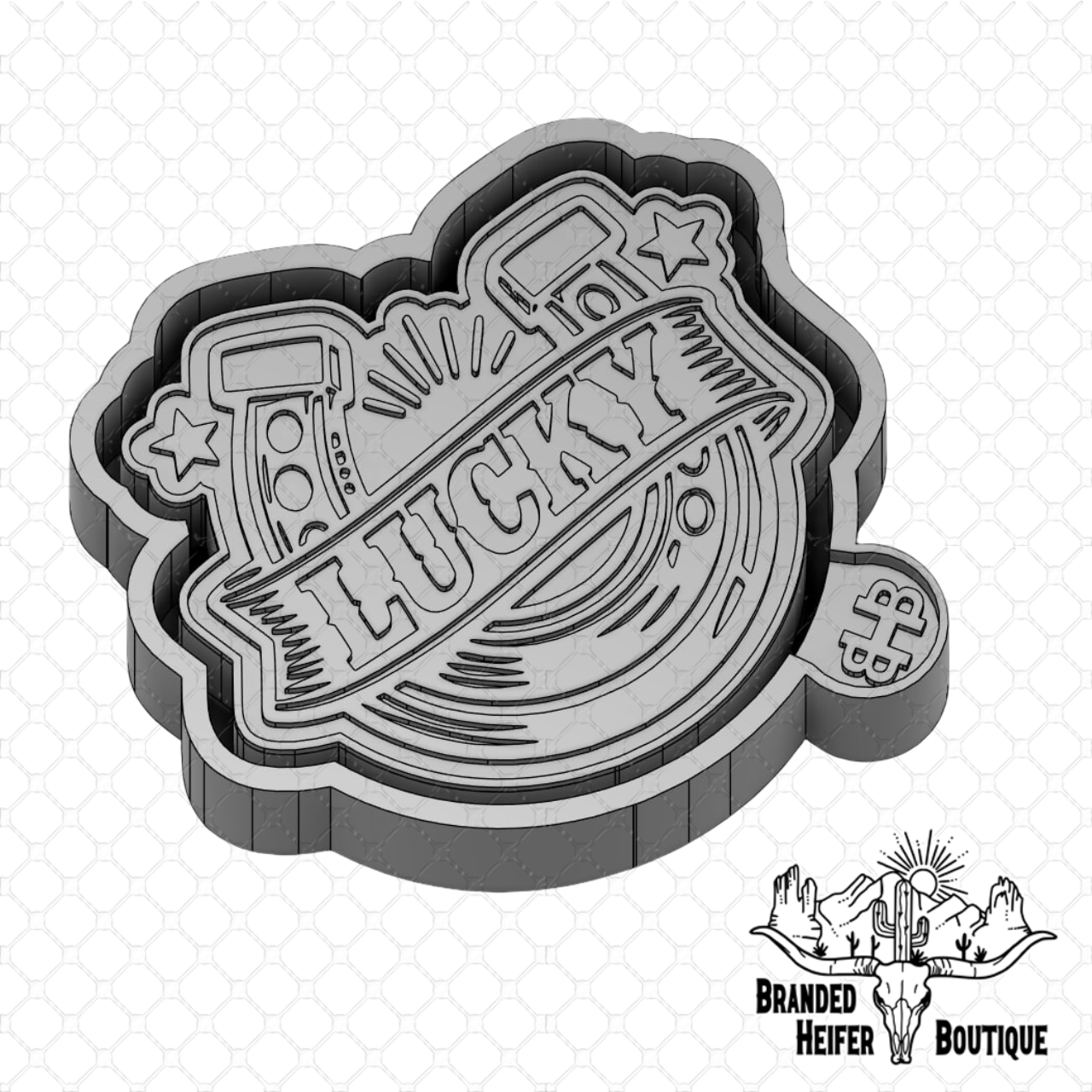 Lucky Horseshoe Badge Freshie Mold