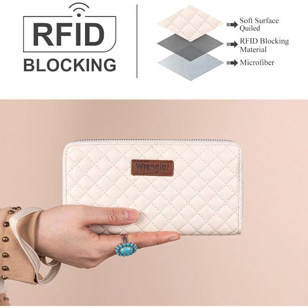 Wrangler Quilted Design RFID Wristlet Wallet