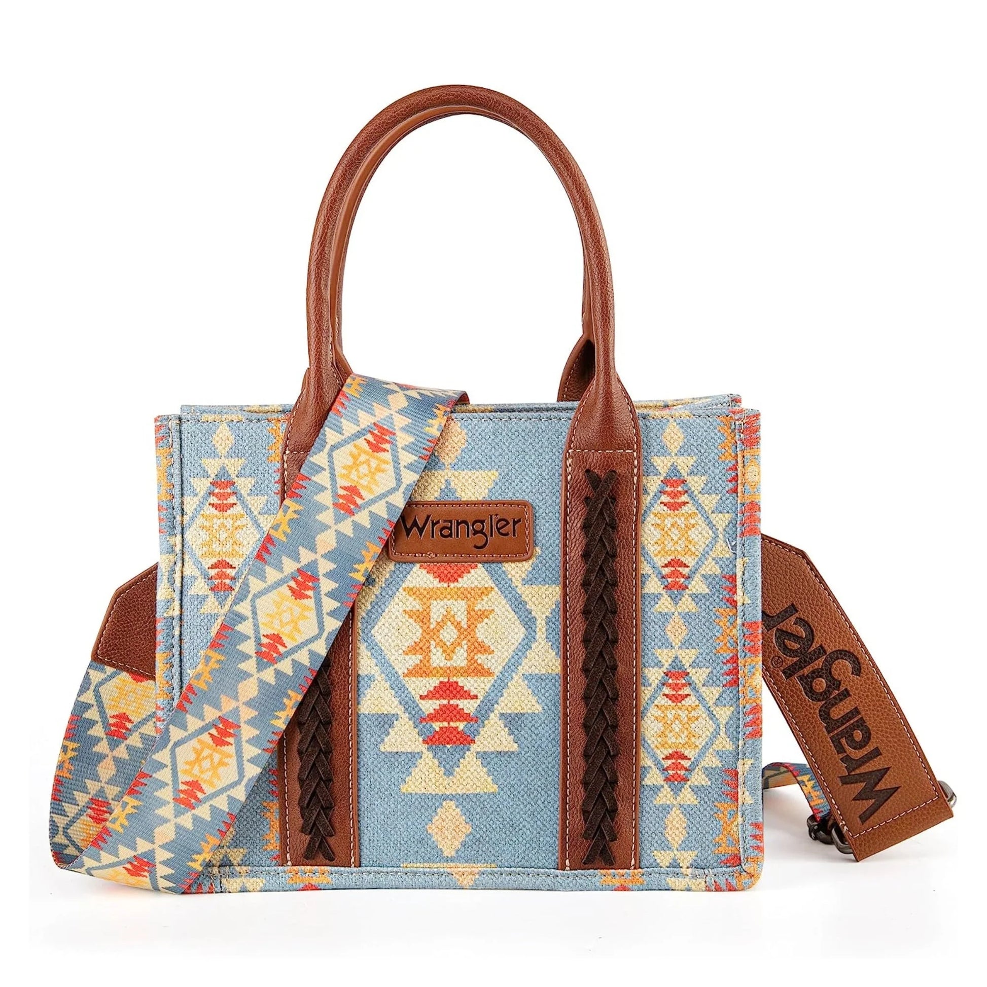 Wrangler Women's Southwestern Print Small Canvas Crossbody Tote