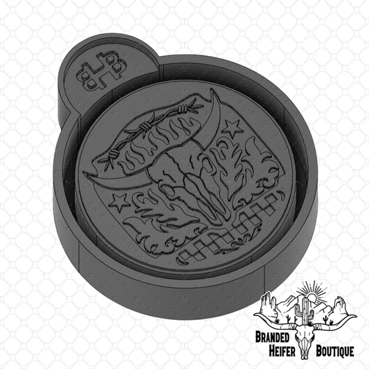 Western Bull Skull Badge Freshie Mold