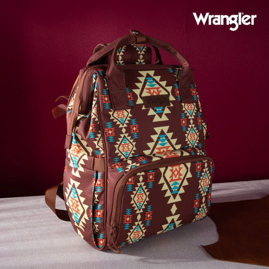 Wrangler Allover Aztec Dual Sided Backpack - Coffee