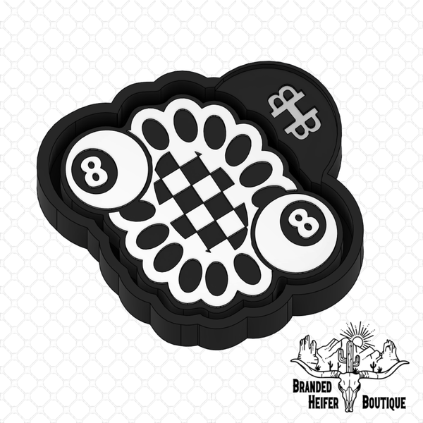 Checkered Concho - 8 Balls Freshie Mold