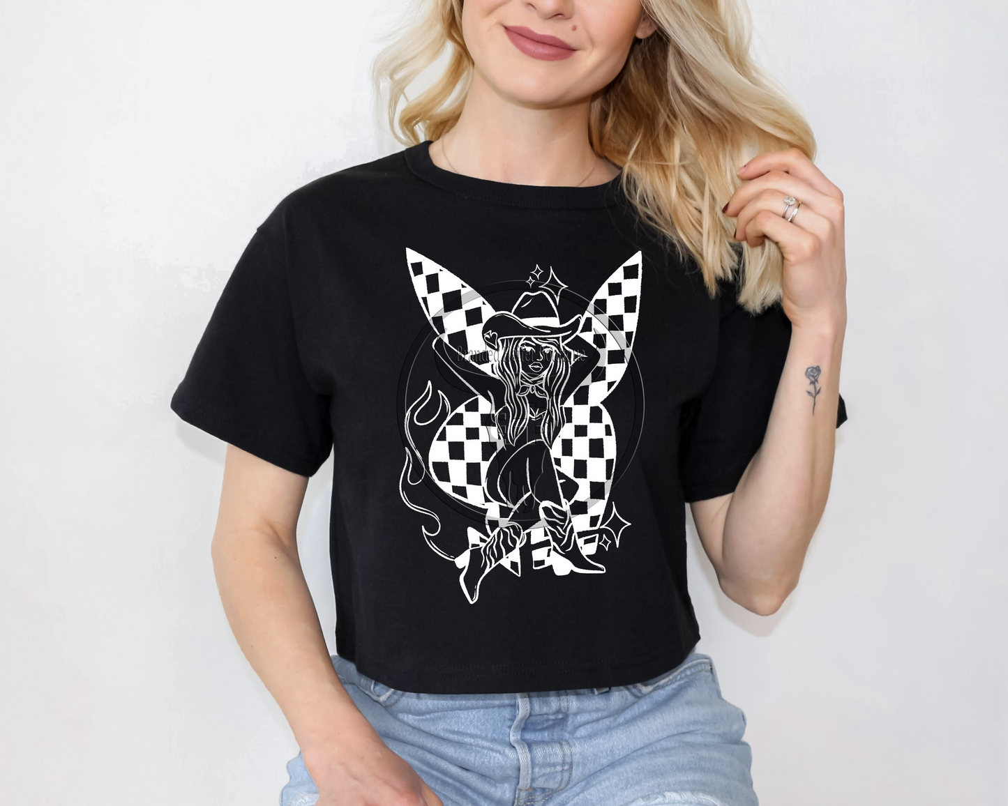 Checkered Cowgirl Bunny T-Shirt