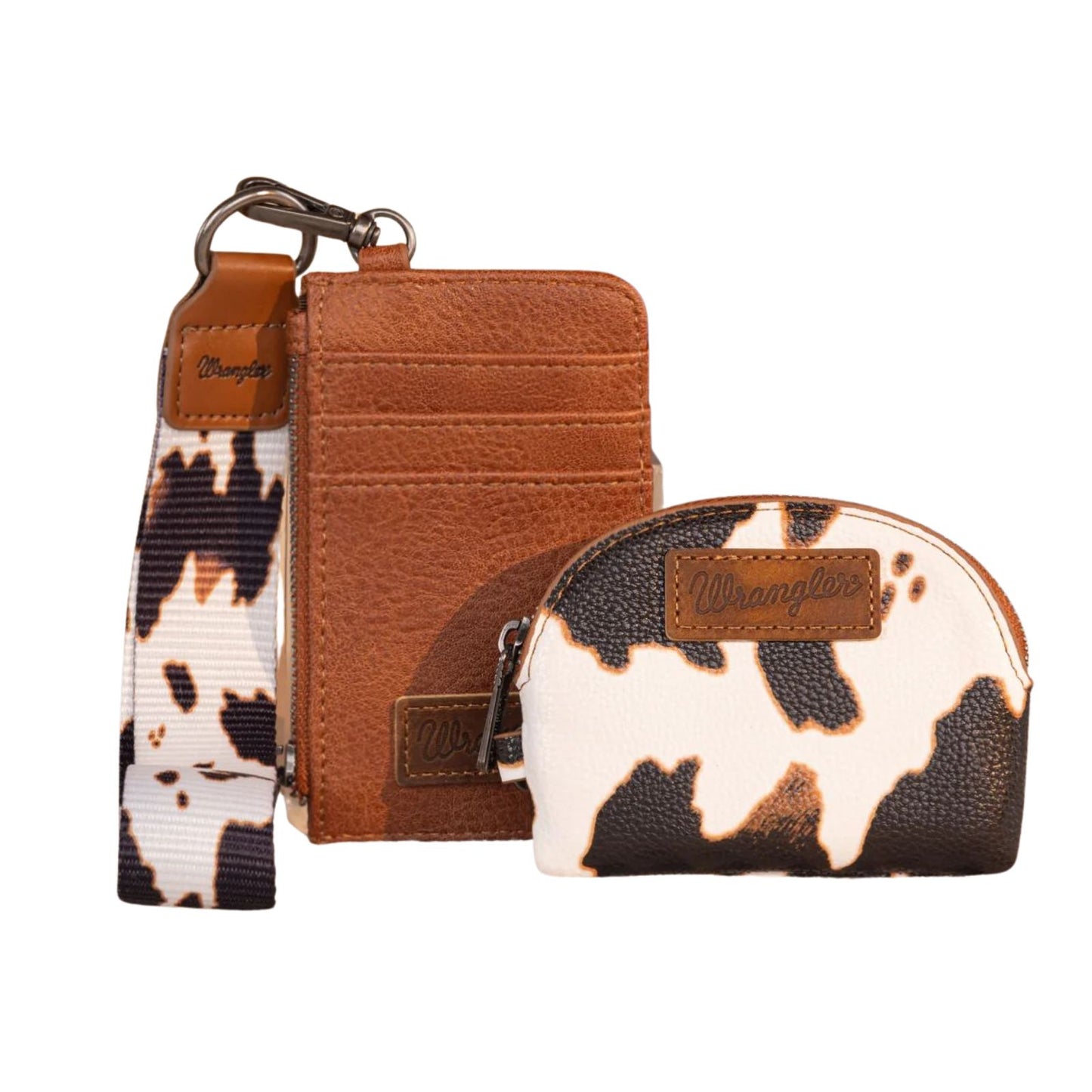 Wrangler Cow Print Dual Pouch Wristlet