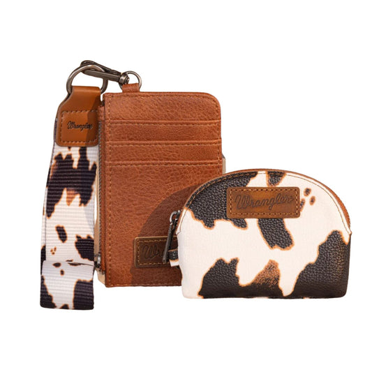 Wrangler Cow Print Dual Pouch Wristlet
