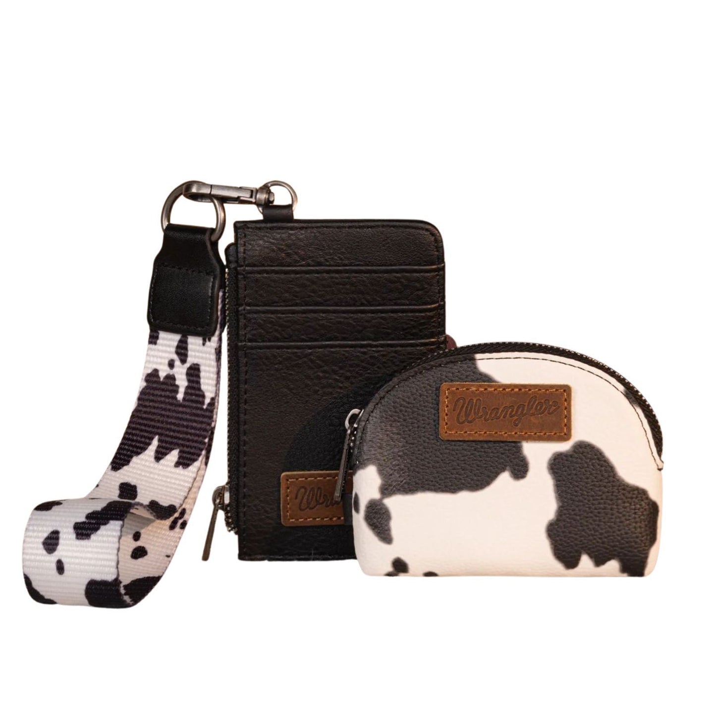 Wrangler Cow Print Dual Pouch Wristlet