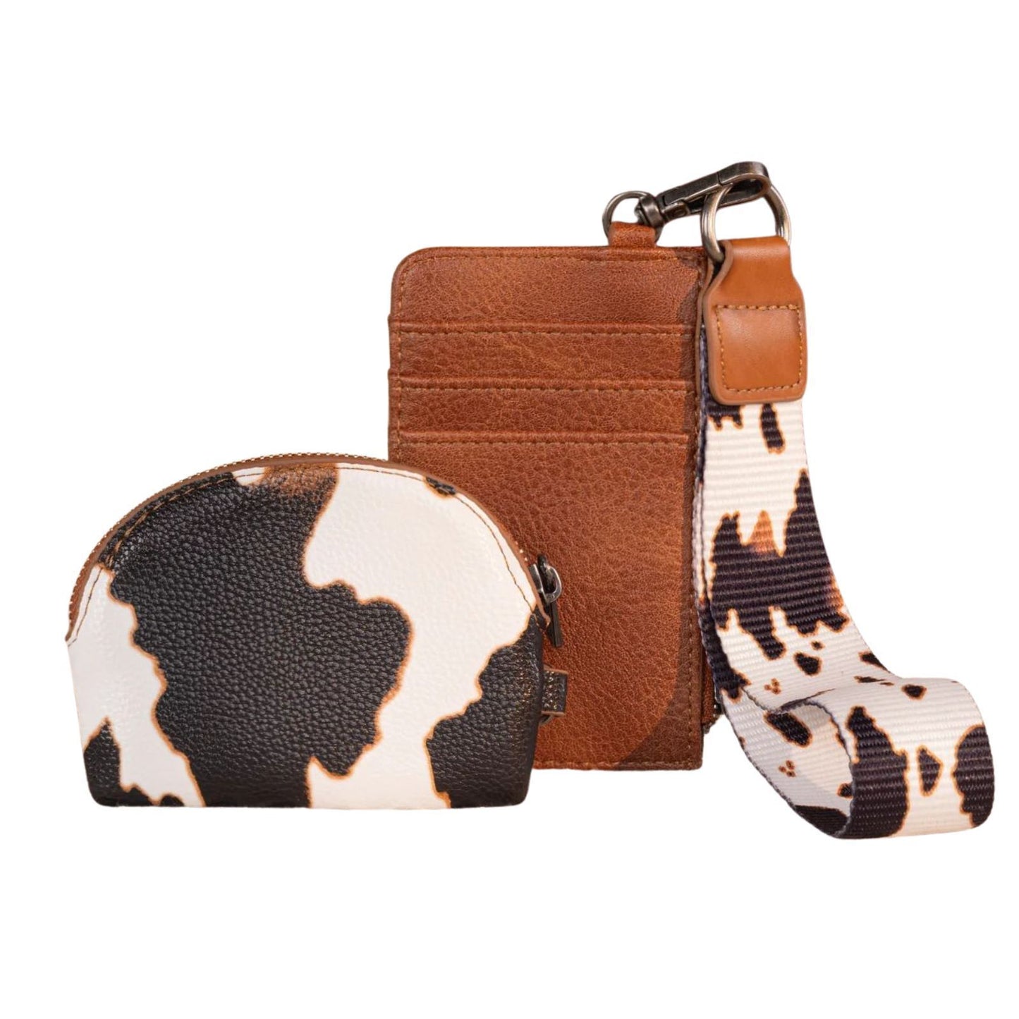 Wrangler Cow Print Dual Pouch Wristlet