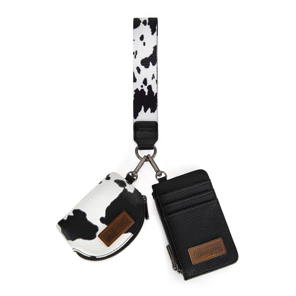 Wrangler Cow Print Dual Pouch Wristlet