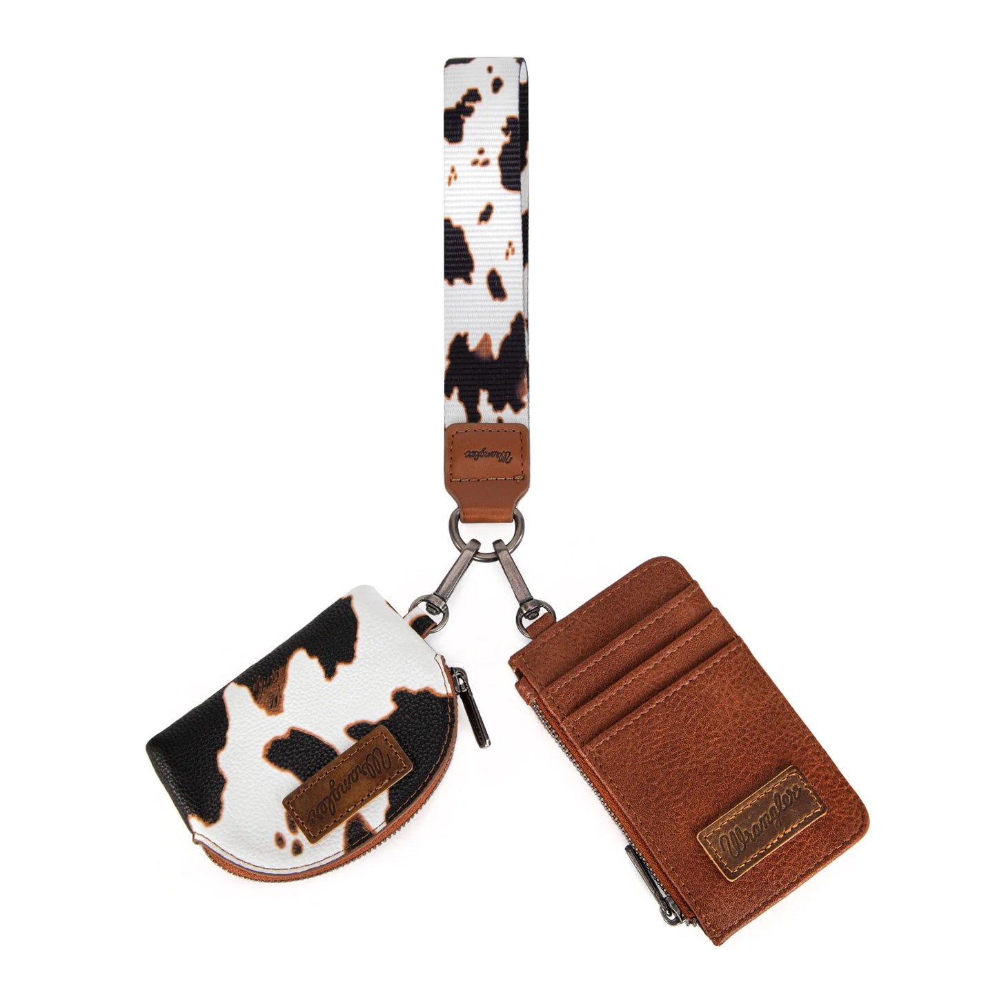 Wrangler Cow Print Dual Pouch Wristlet