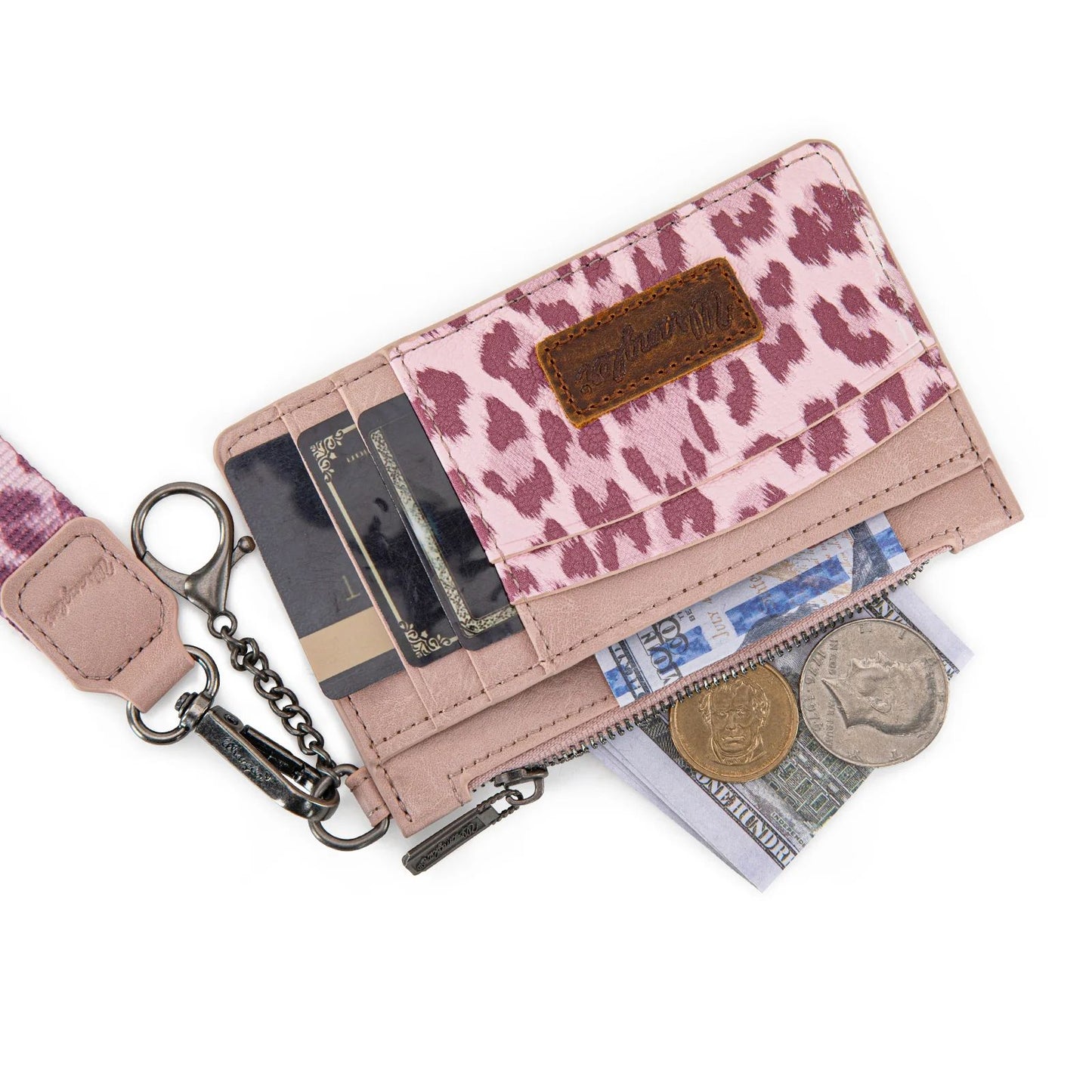Wrangler Leopard Print Key Chain Wristlet Card Wallet