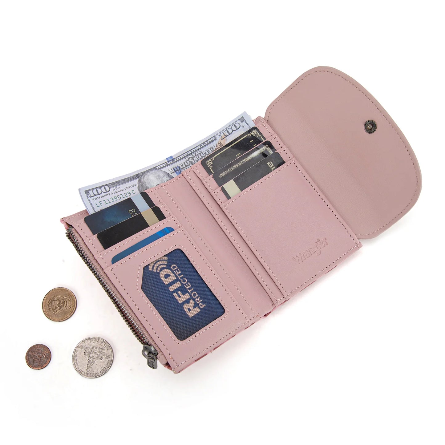 Wrangler Tri-Fold Wallet – Leopard & Pink Leopard