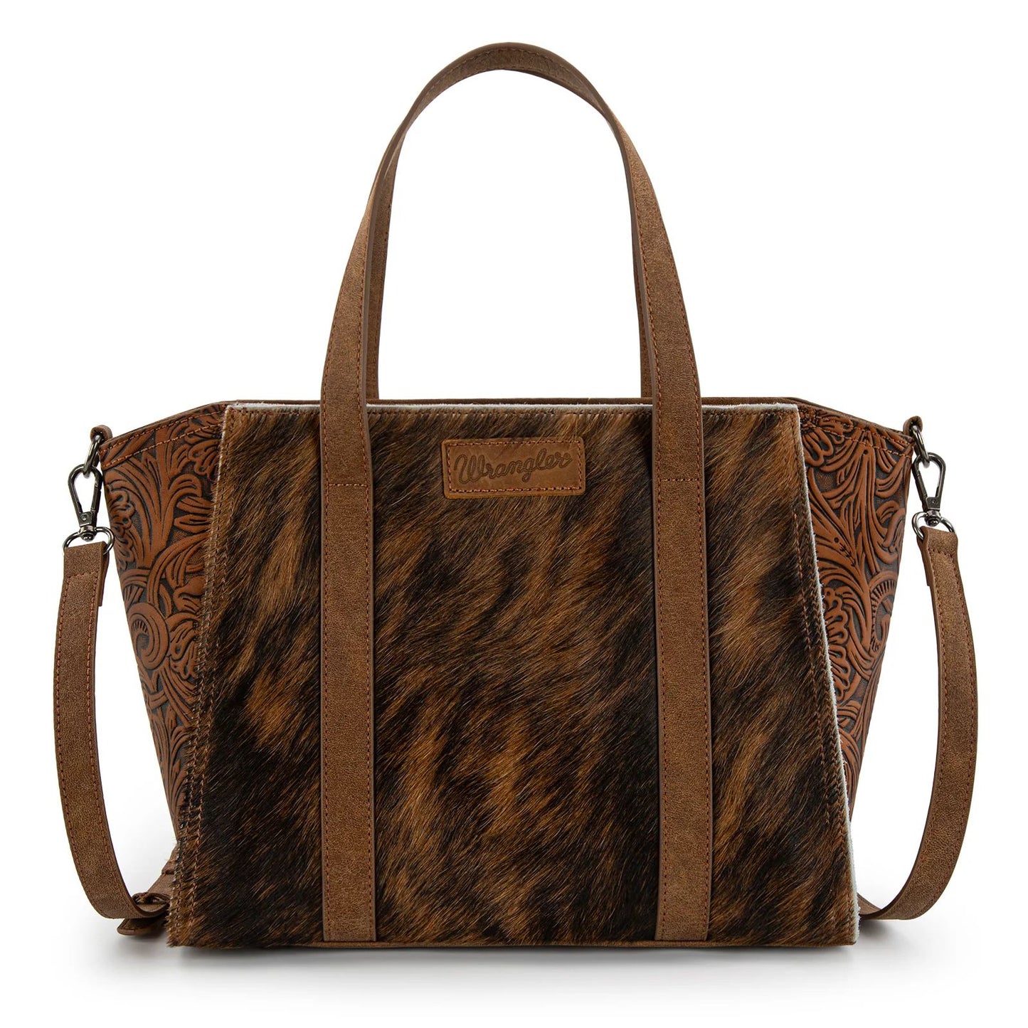 Wrangler Genuine Hair-On Cowhide Wide Crossbody Tote