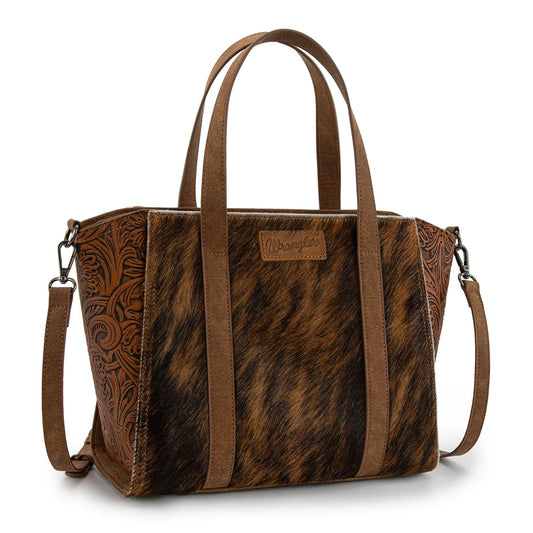 Wrangler Genuine Hair-On Cowhide Wide Crossbody Tote