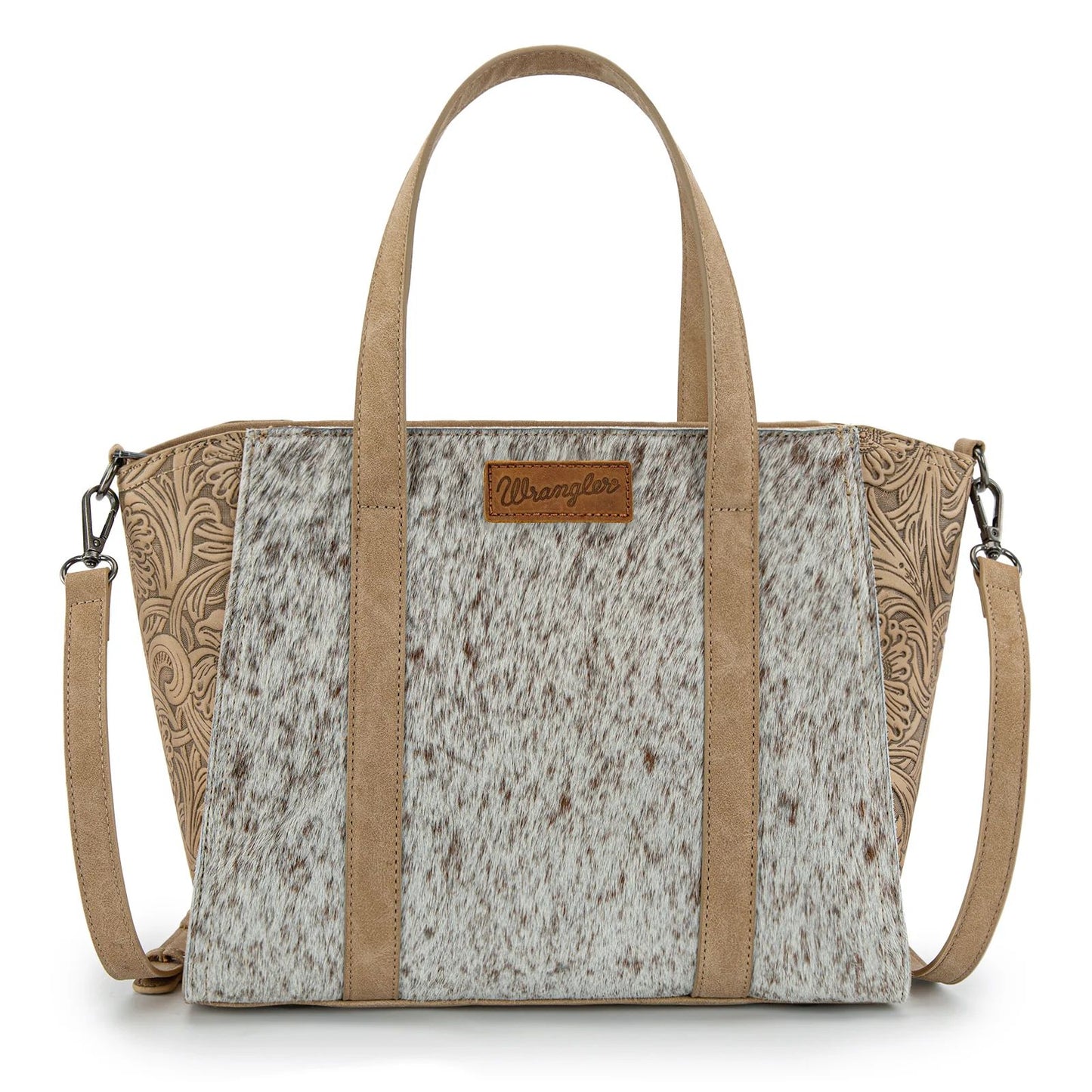 Wrangler Genuine Hair-On Cowhide Wide Crossbody Tote