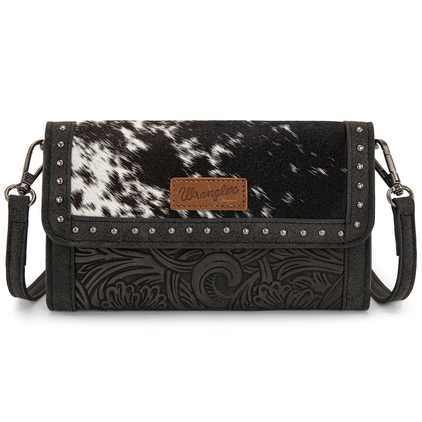 Wrangler Genuine Cowhide Wallet Wristlet Crossbody Bag