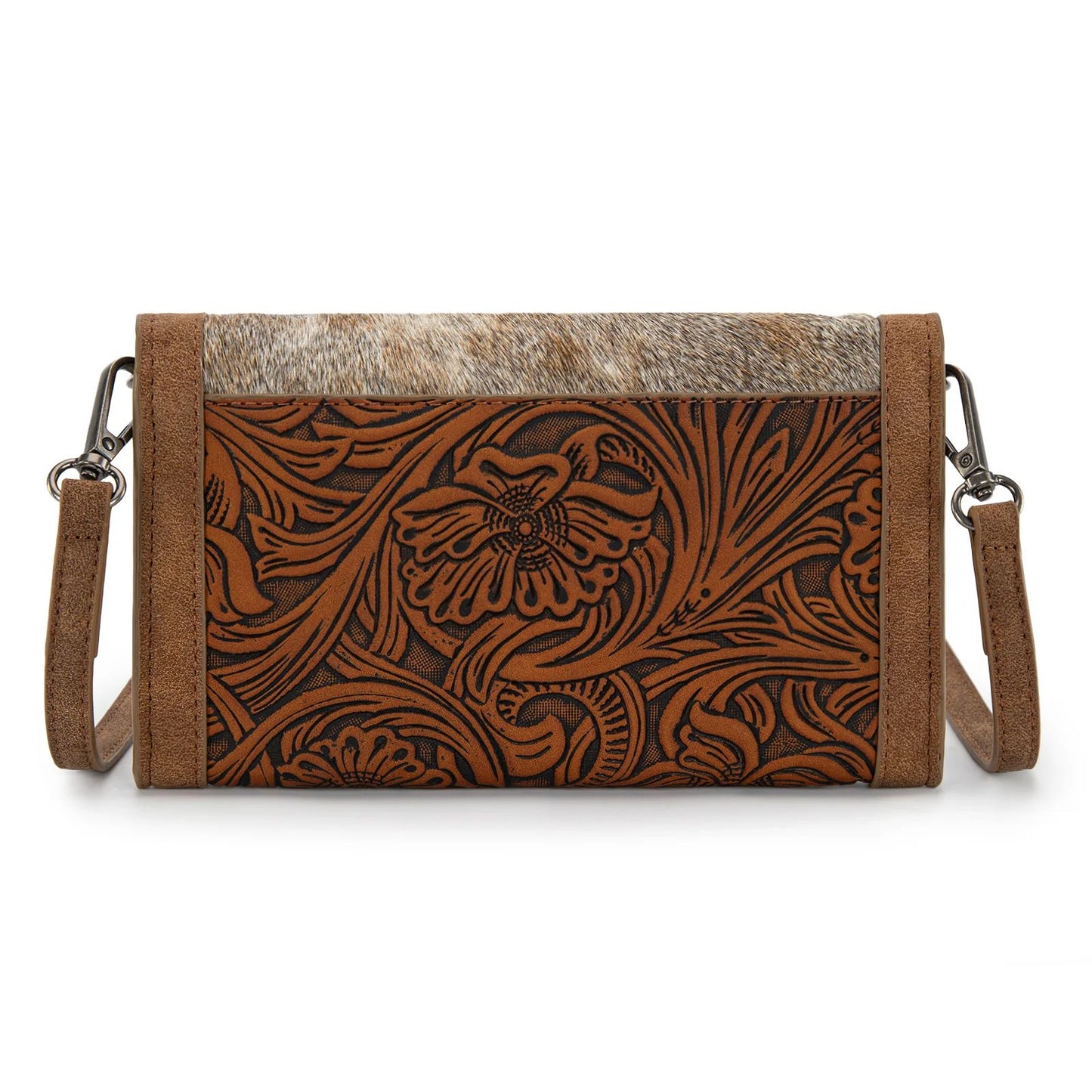 Wrangler Genuine Cowhide Wallet Wristlet Crossbody Bag