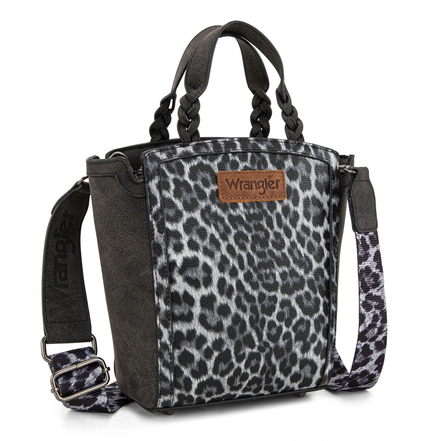 Wrangler Leopard Print Braided Handle Crossbody
