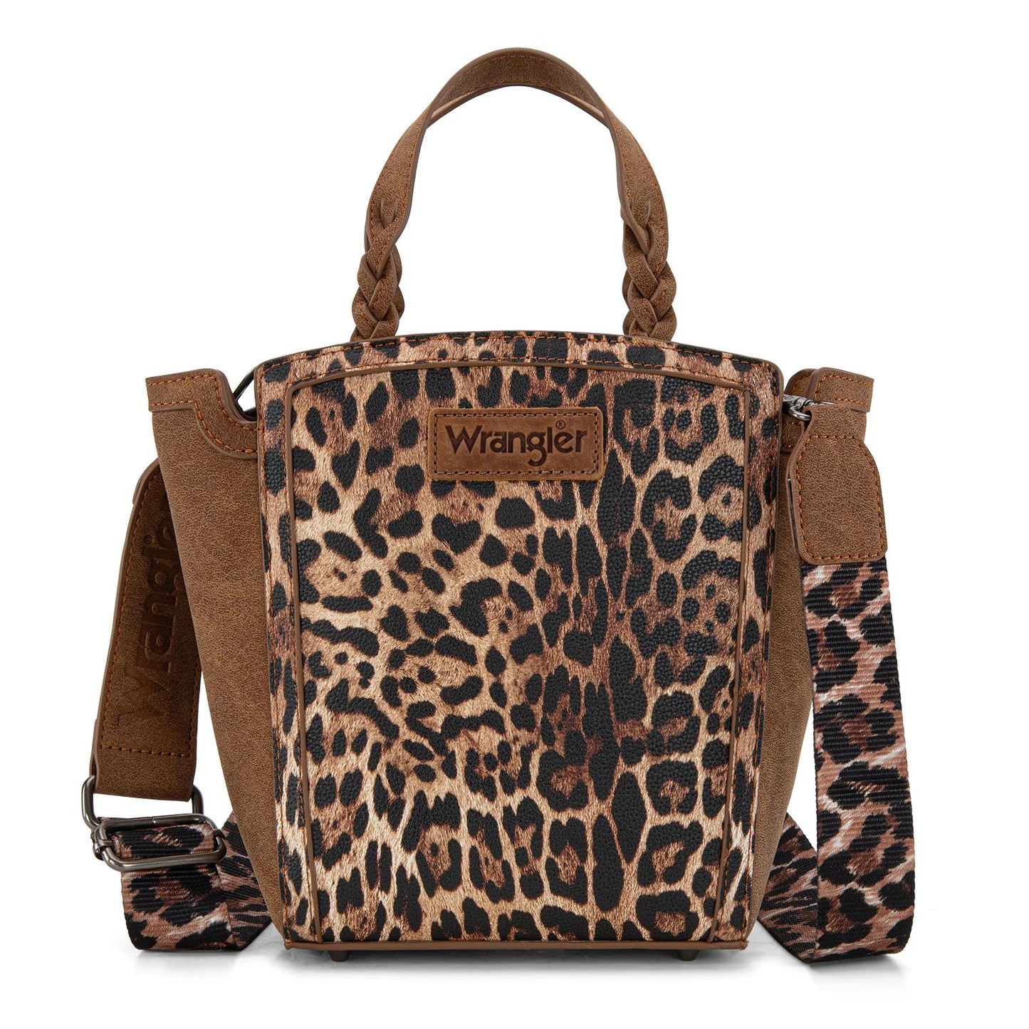 Wrangler Leopard Print Braided Handle Crossbody