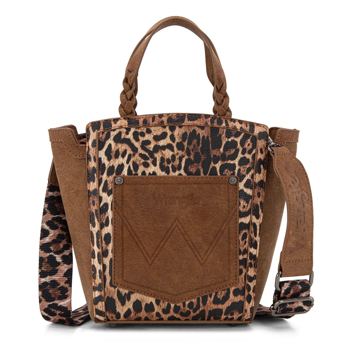 Wrangler Leopard Print Braided Handle Crossbody