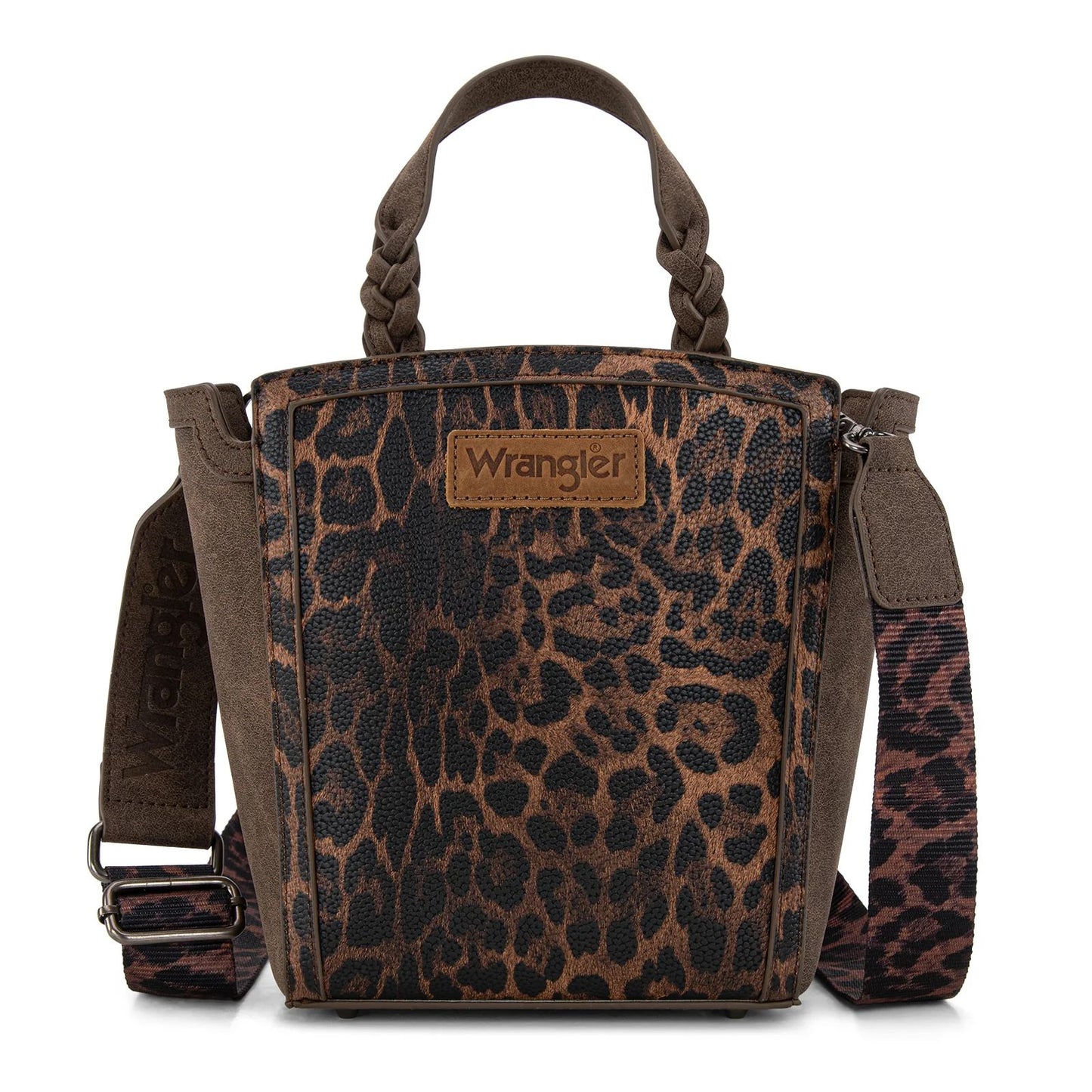 Wrangler Leopard Print Braided Handle Crossbody