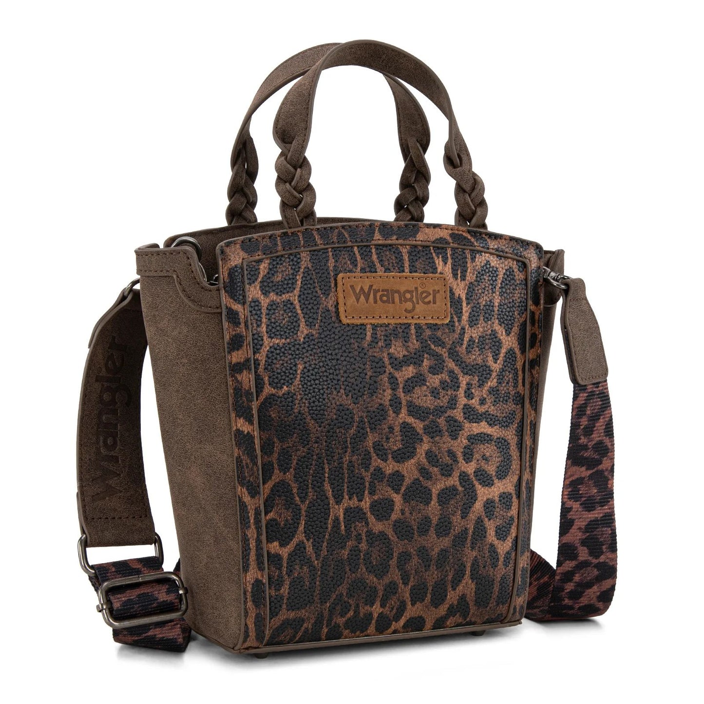 Wrangler Leopard Print Braided Handle Crossbody