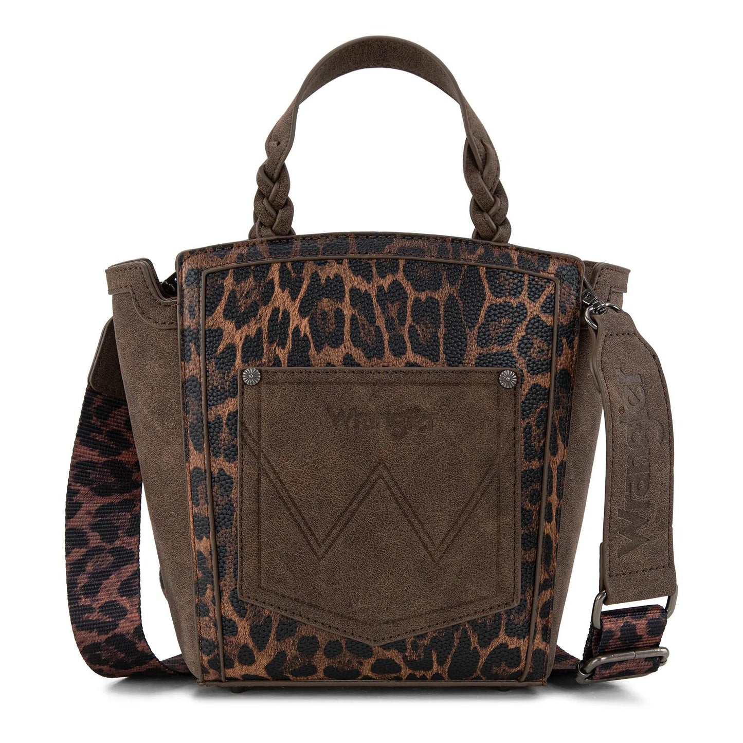 Wrangler Leopard Print Braided Handle Crossbody