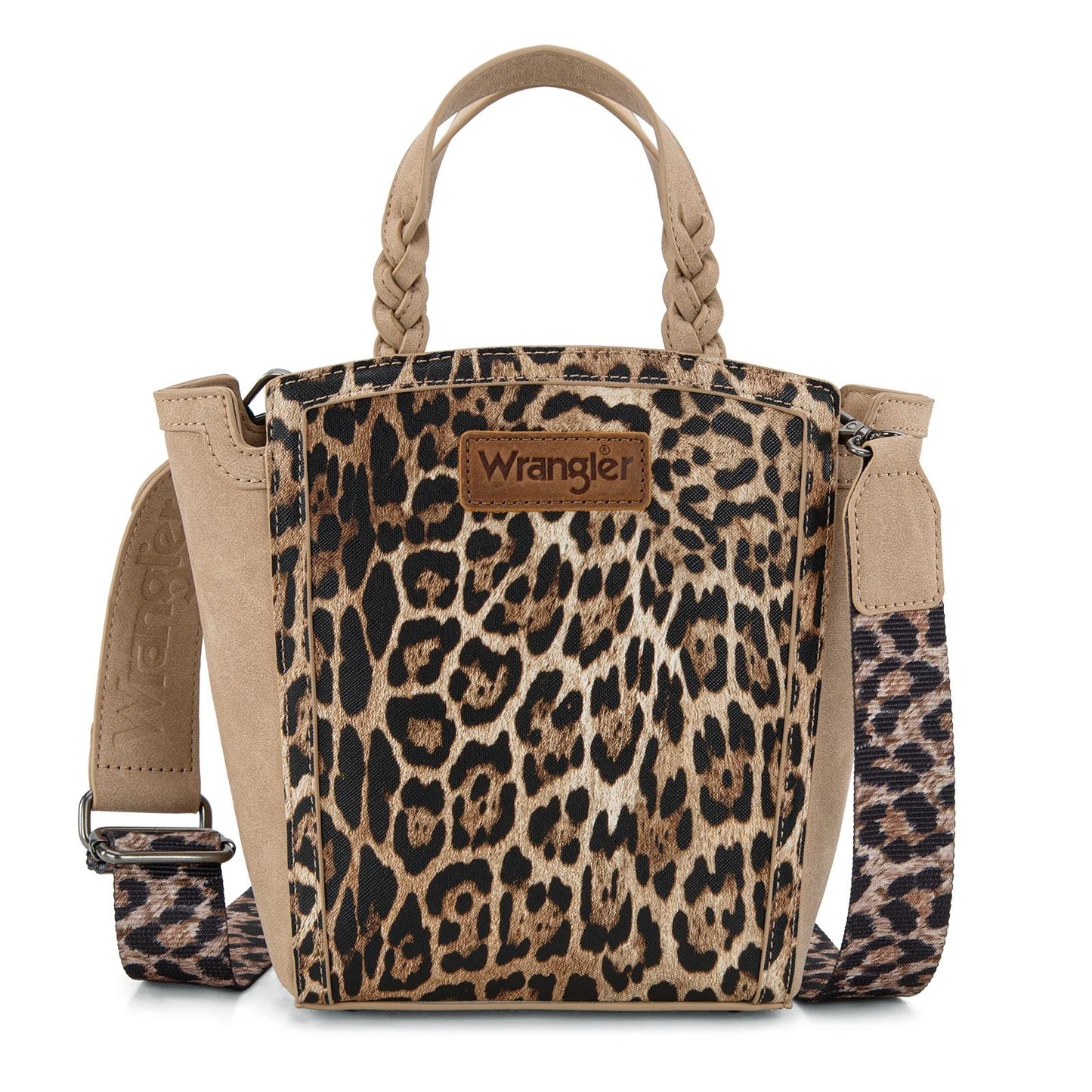 Wrangler Leopard Print Braided Handle Crossbody