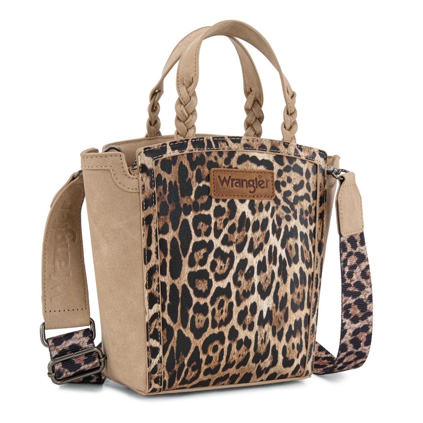 Wrangler Leopard Print Braided Handle Crossbody