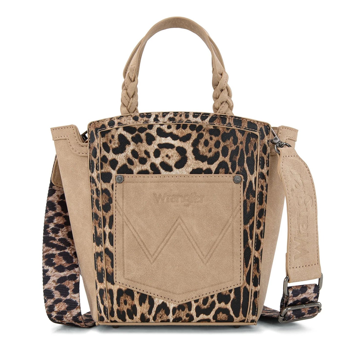 Wrangler Leopard Print Braided Handle Crossbody