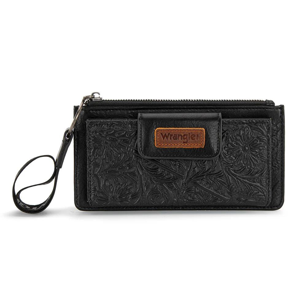 Wrangler Floral Tooled Card Wallet/Wristlet