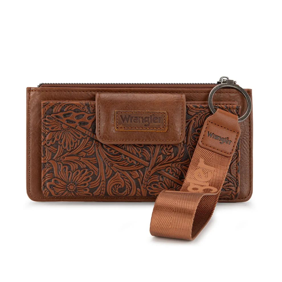 Wrangler Floral Tooled Card Wallet/Wristlet