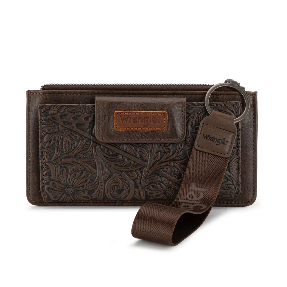 Wrangler Floral Tooled Card Wallet/Wristlet
