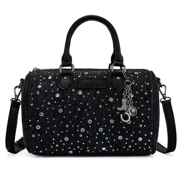 Wrangler Western Rhinestone Denim Boston Bag