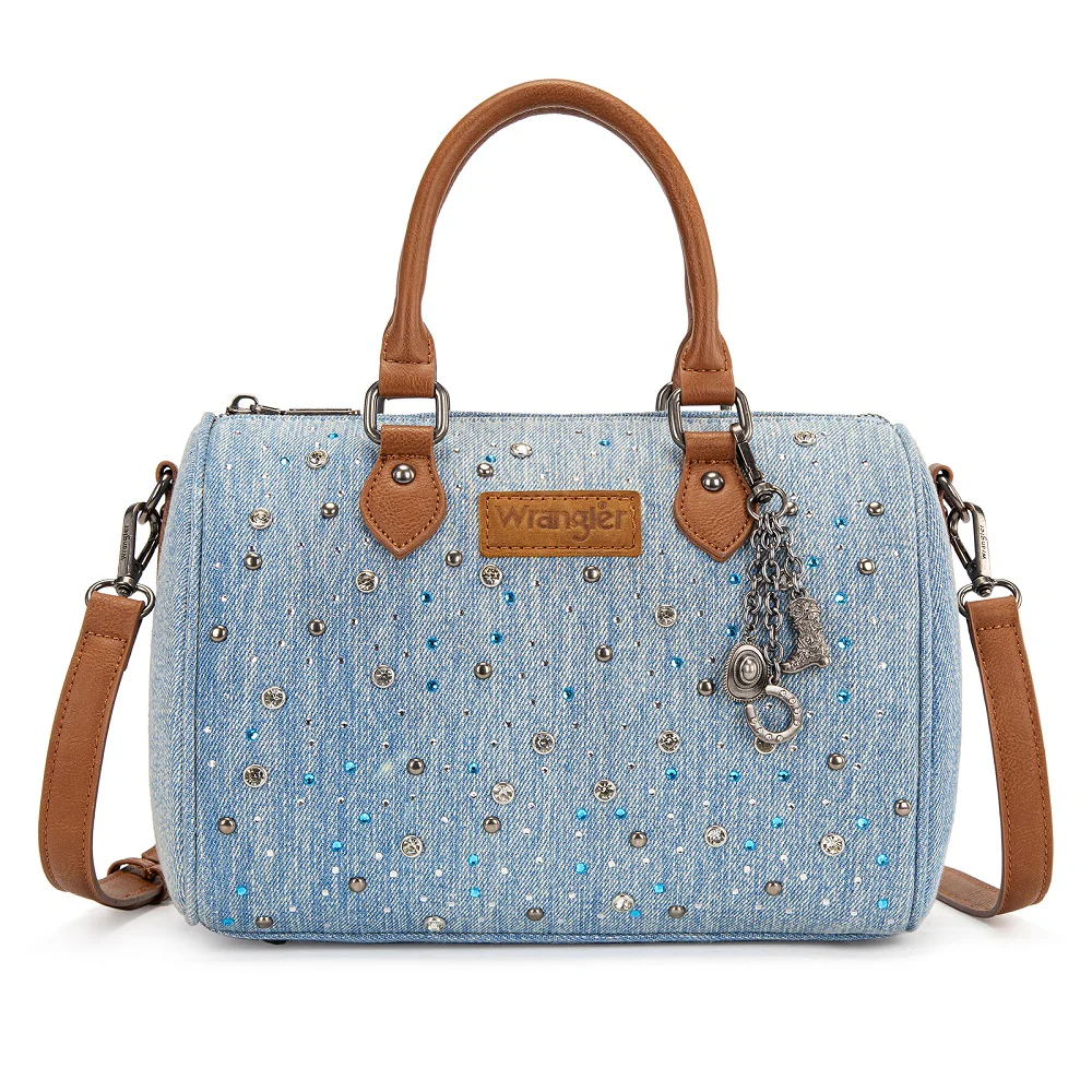 Wrangler Western Rhinestone Denim Boston Bag