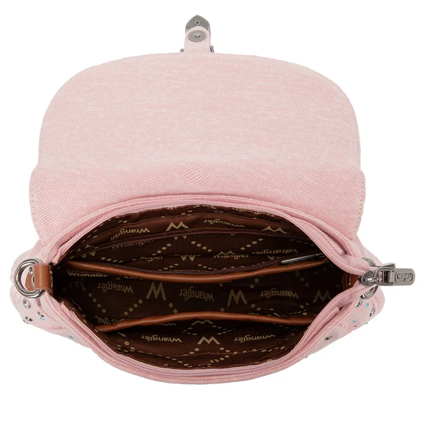 Wrangler Western Rhinestone Denim Flap Crossbody Shoulder Bag