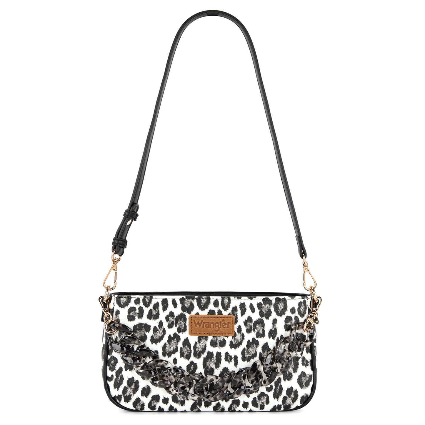 Wrangler Western Leopard Print Shoulder Bag with Chain Detail