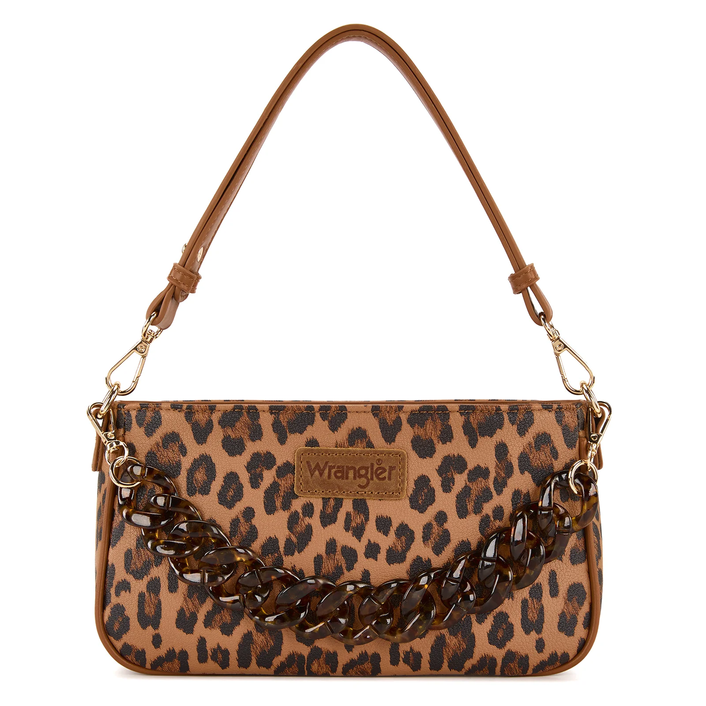 Wrangler Western Leopard Print Shoulder Bag with Chain Detail